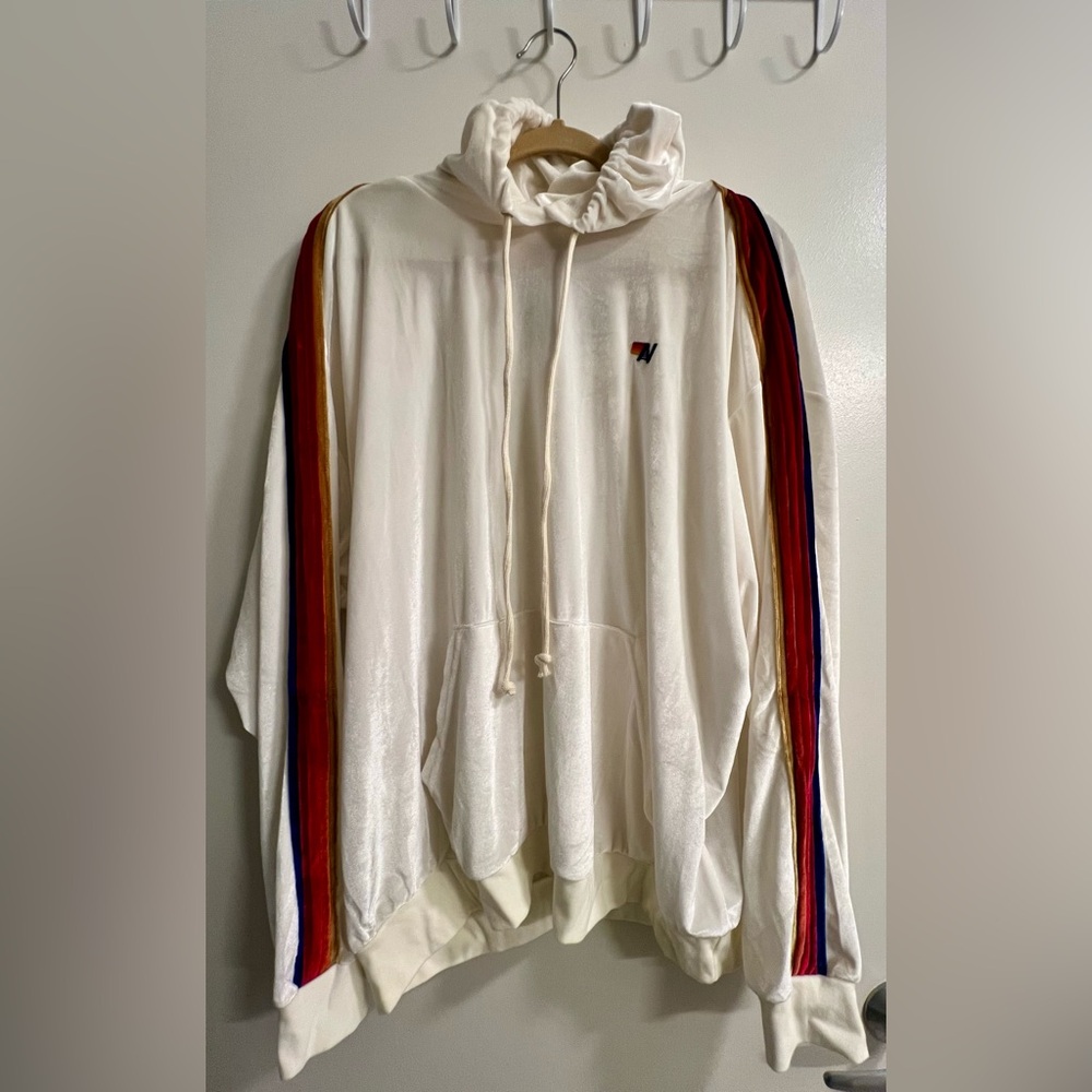 LIKE NEW Aviator Nation | Unisex Drawstring Hoodie with Multicolor Stripes